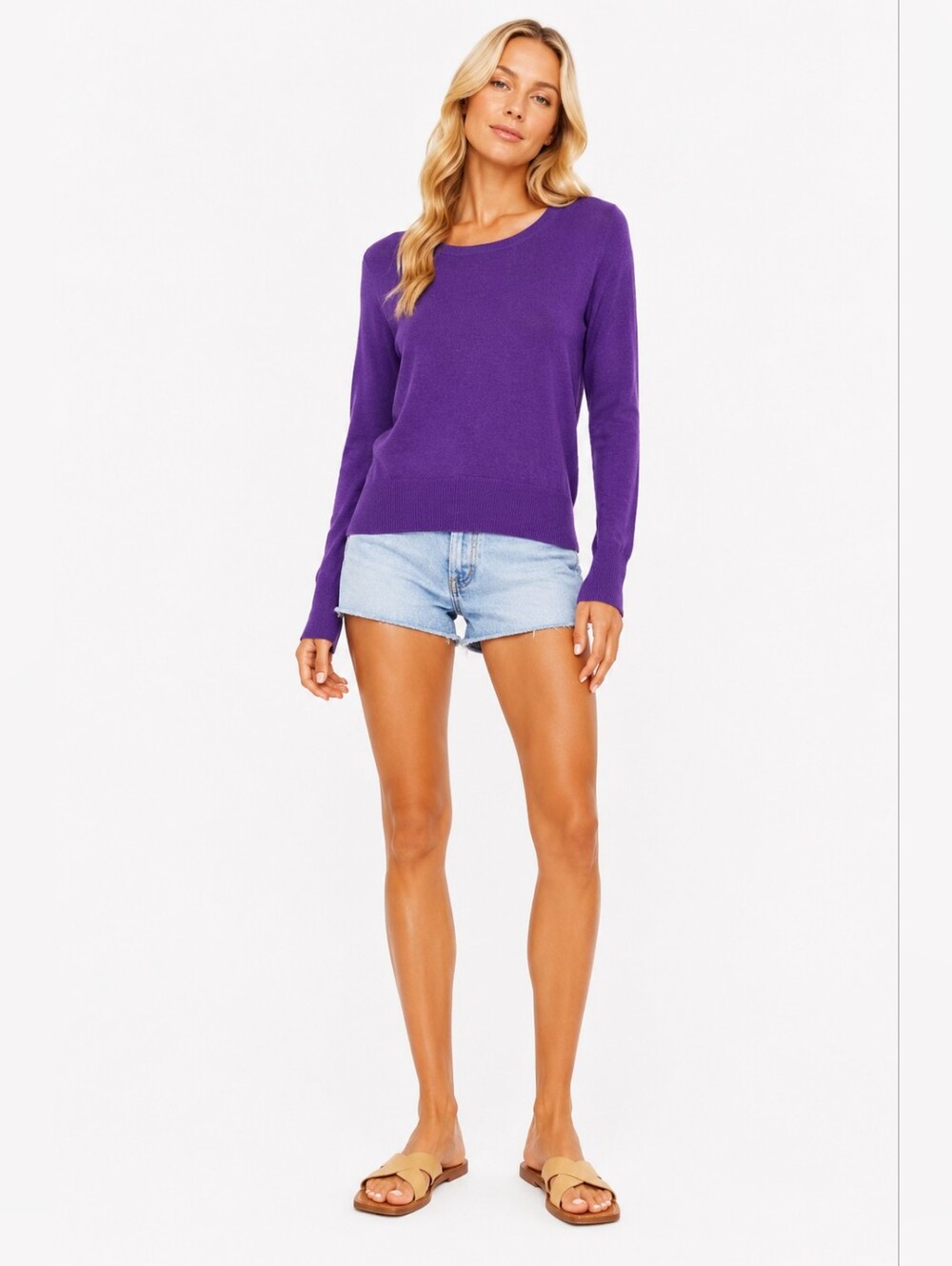 Banana Republic Size XS Wool Cashmere Blend Purple Scoop Neck Sweater